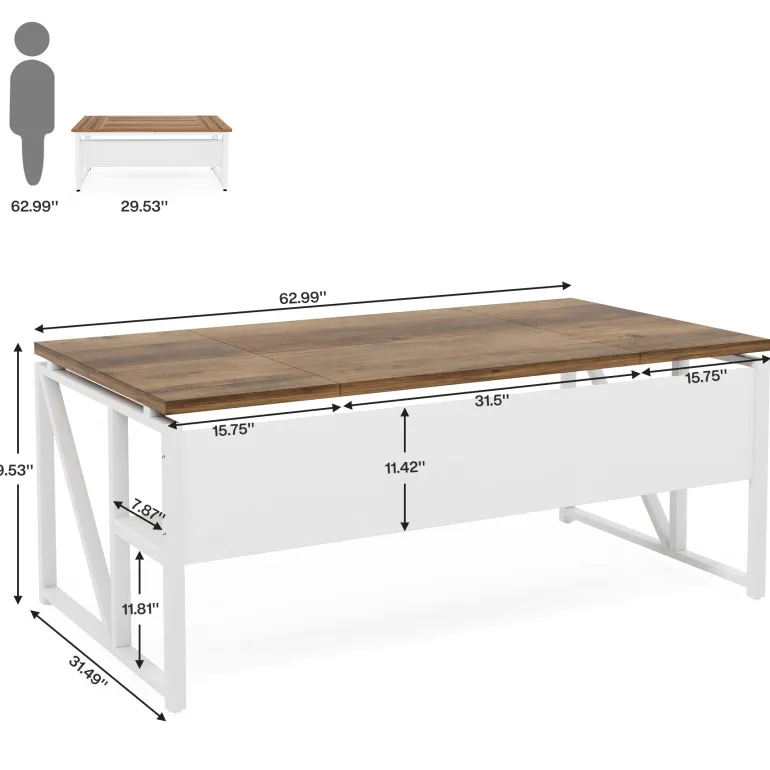 Hot Tribesigns 55" /63" Computer Desk Writing Table with Bottom Storage Shelf