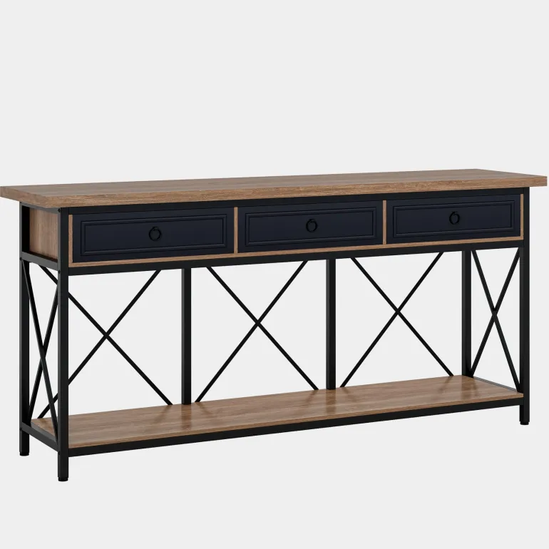 Sale Tribesigns 3 - Drawer Console Table, 70.8" Sofa Foyer Table with Storage Shelf