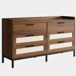 Fashion Tribesigns 6 - Drawer Dresser, 55" Rustic Chest of Drawers Dresser Organizer
