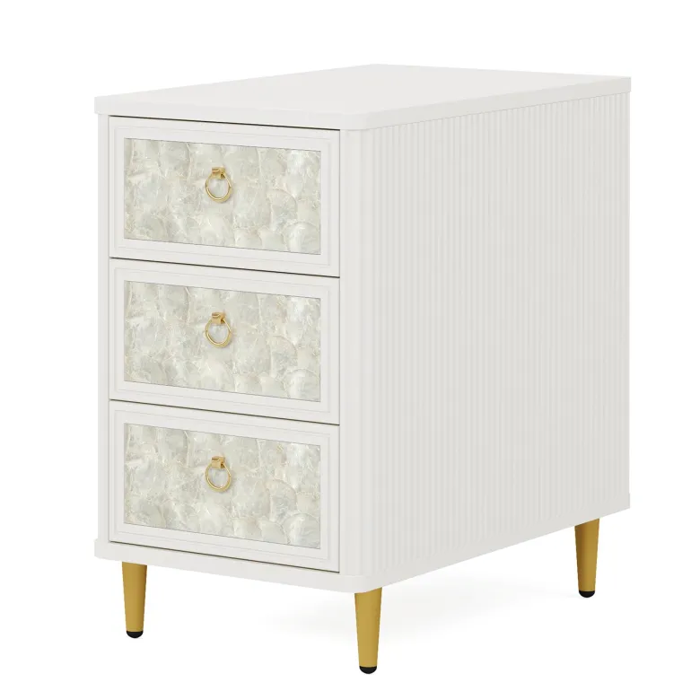 Store Tribesigns 3 - Drawer End Table, Modern Side Table With Shell - Decorated