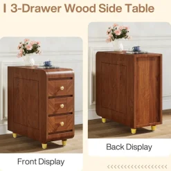Cheap Tribesigns 3 - Drawer End Table, Small Classic Sofa Side table Bedside Table