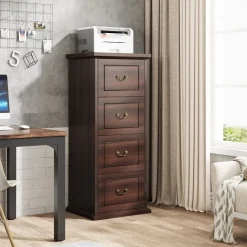Fashion Tribesigns 4 - Drawer File Cabinet, Vertical Wood Filing Cabinet with Lock