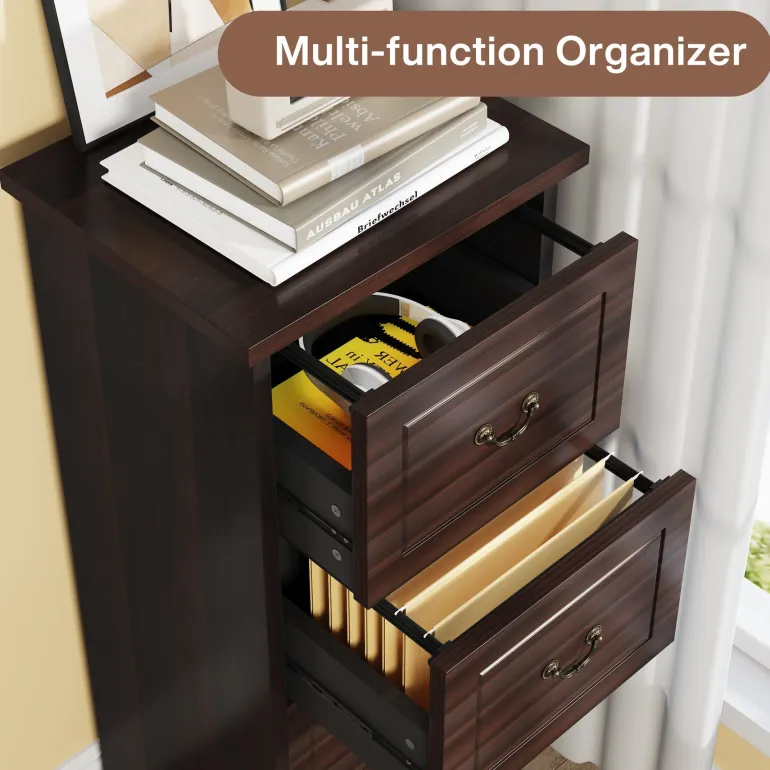 Fashion Tribesigns 4 - Drawer File Cabinet, Vertical Wood Filing Cabinet with Lock