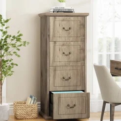 Fashion Tribesigns 4 - Drawer File Cabinet, Vertical Wood Filing Cabinet with Lock