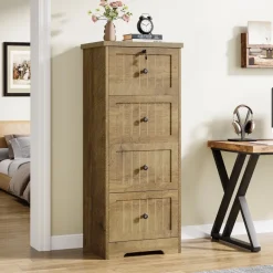 Cheap Tribesigns 4 - Drawer File Cabinet, Vintage Vertical Filing Cabinet
