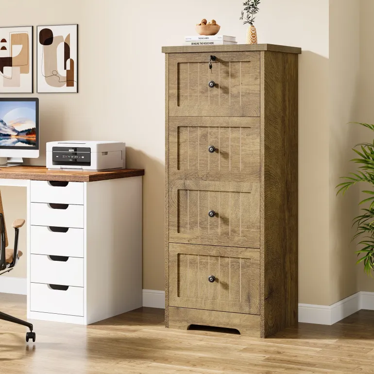 Cheap Tribesigns 4 - Drawer File Cabinet, Vintage Vertical Filing Cabinet