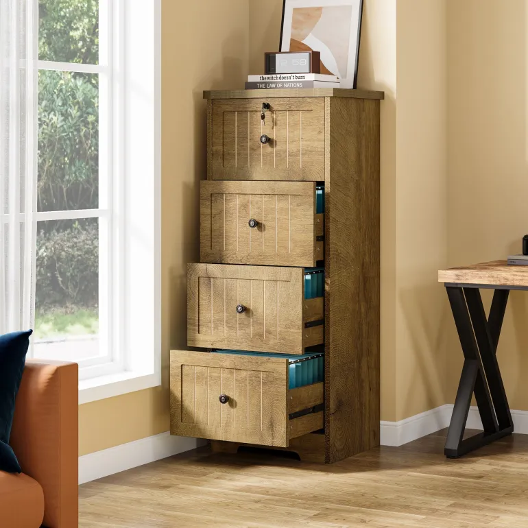 Cheap Tribesigns 4 - Drawer File Cabinet, Vintage Vertical Filing Cabinet
