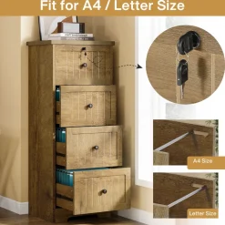 Cheap Tribesigns 4 - Drawer File Cabinet, Vintage Vertical Filing Cabinet