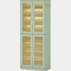 Hot Tribesigns 67 - inch Bookcase, 8 - Tier Bookshelf with Acrylic Doors and LED Light