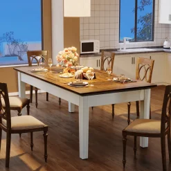 Outlet Tribesigns 62 - Inch Dining Table, Farmhouse Rectangular Kitchen Table for 4 - 6