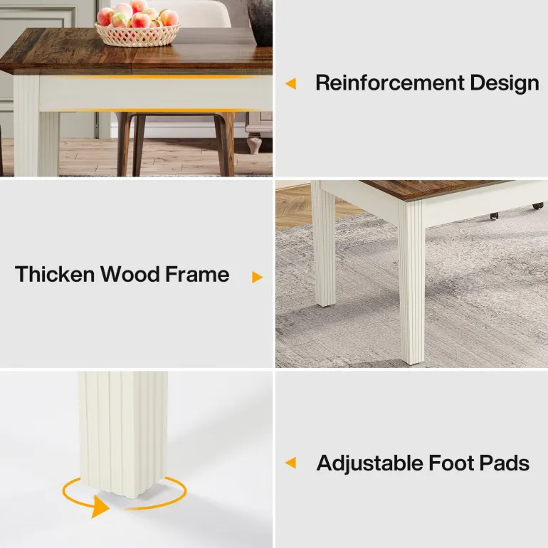 Outlet Tribesigns 62 - Inch Dining Table, Farmhouse Rectangular Kitchen Table for 4 - 6