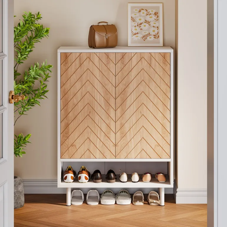 New Tribesigns 18 - Pair Shoe Cabinet, 6 - Tier Shoe Rack Organizer Cabinet with Door