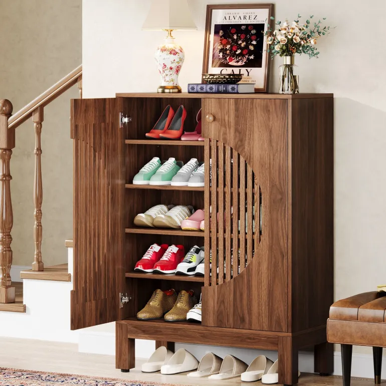 Best Tribesigns 20 - Pair Shoe Cabinet, Stylish Shoe Rack Organizer With Doors