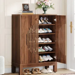 Best Tribesigns 20 - Pair Shoe Cabinet, Stylish Shoe Rack Organizer With Doors