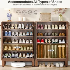 Best Tribesigns 20 - Pair Shoe Cabinet, Stylish Shoe Rack Organizer With Doors