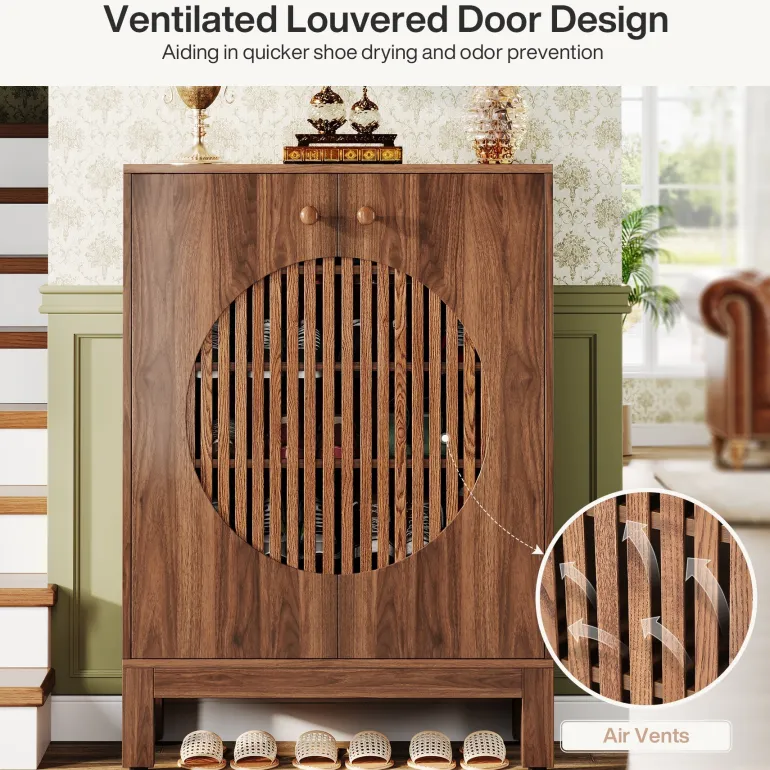 Best Tribesigns 20 - Pair Shoe Cabinet, Stylish Shoe Rack Organizer With Doors