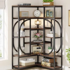 Cheap Tribesigns 7 - Shelf Corner Bookshelf, L - Shaped Bookcase Display Rack
