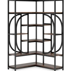 Cheap Tribesigns 7 - Shelf Corner Bookshelf, L - Shaped Bookcase Display Rack