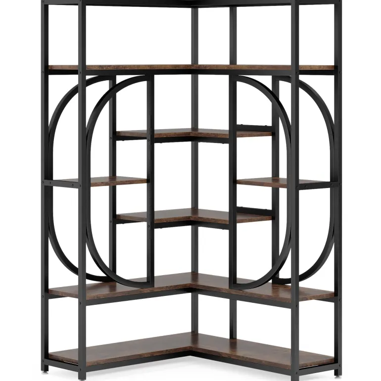 Cheap Tribesigns 7 - Shelf Corner Bookshelf, L - Shaped Bookcase Display Rack