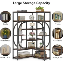 Cheap Tribesigns 7 - Shelf Corner Bookshelf, L - Shaped Bookcase Display Rack