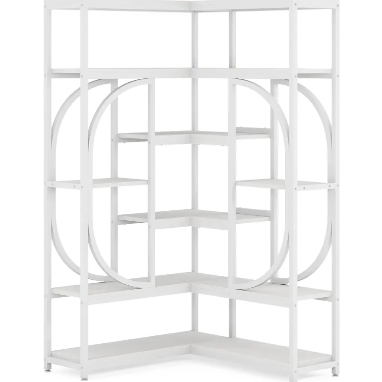 Cheap Tribesigns 7 - Shelf Corner Bookshelf, L - Shaped Bookcase Display Rack