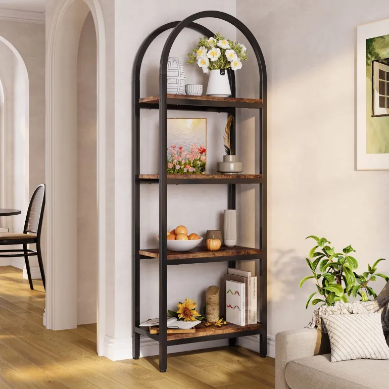 Cheap Tribesigns 4 - Tier / 5 - Tier Bookshelf, Arched Bookcase Display Rack with Storage Shelves