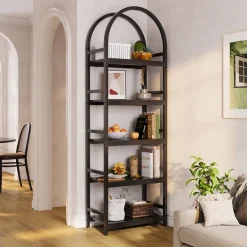Cheap Tribesigns 4 - Tier / 5 - Tier Bookshelf, Arched Bookcase Display Rack with Storage Shelves