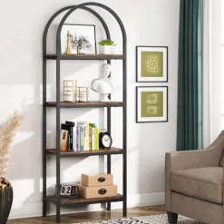 Cheap Tribesigns 4 - Tier / 5 - Tier Bookshelf, Arched Bookcase Display Rack with Storage Shelves