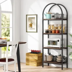 Cheap Tribesigns 4 - Tier / 5 - Tier Bookshelf, Arched Bookcase Display Rack with Storage Shelves