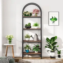 Cheap Tribesigns 4 - Tier / 5 - Tier Bookshelf, Arched Bookcase Display Rack with Storage Shelves