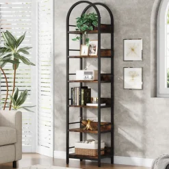 Sale Tribesigns 6 - Tier Bookshelf, 78.7" Narrow Bookcase Arched Display Shelf
