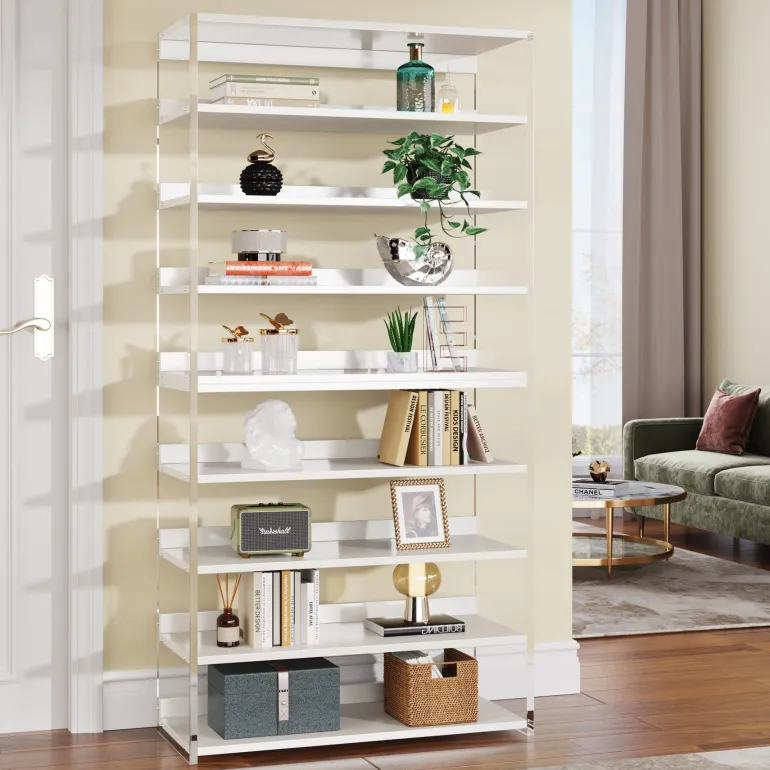 Flash Sale Tribesigns 8 - Tier Bookshelf, Acrylic Bookcase Storage Display Shelf