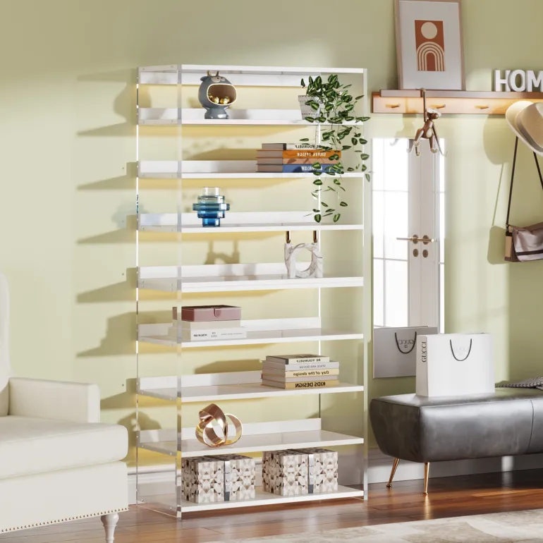 Flash Sale Tribesigns 8 - Tier Bookshelf, Acrylic Bookcase Storage Display Shelf
