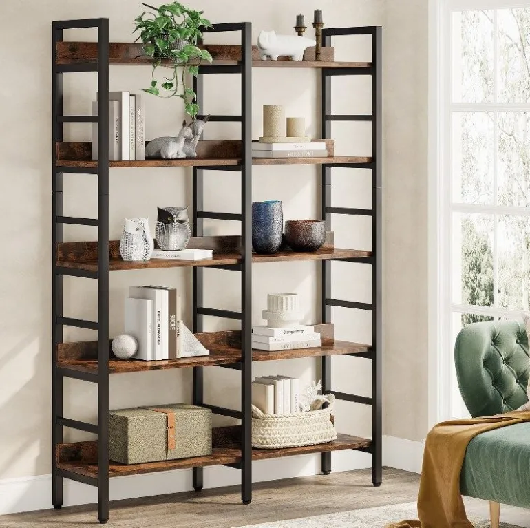Shop Tribesigns 5 - Tier Bookshelf, Double Wide Bookcase Storage Shelves Unit