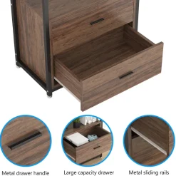 Cheap Tribesigns 4 - Tier Bookshelf Etagere Display Bookcase with 2 Drawers