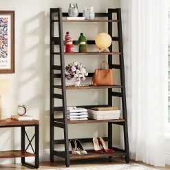 Best Sale Tribesigns 5 - Tier Bookshelf, Ladder Bookcase Etagere Storage Shelf