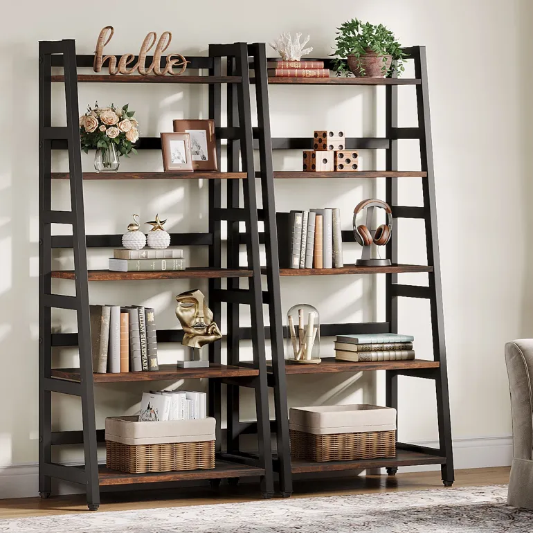 Best Sale Tribesigns 5 - Tier Bookshelf, Ladder Bookcase Etagere Storage Shelf