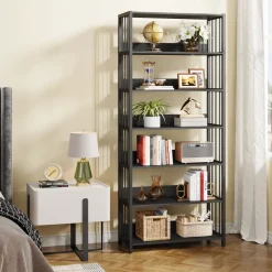 Sale Tribesigns 6 - Tier Bookshelf, Vintage Storage Display Rack With Open Shelves