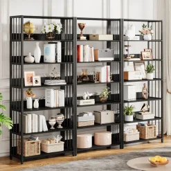 Sale Tribesigns 6 - Tier Bookshelf, Vintage Storage Display Rack With Open Shelves