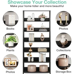 Sale Tribesigns 6 - Tier Bookshelf, Vintage Storage Display Rack With Open Shelves