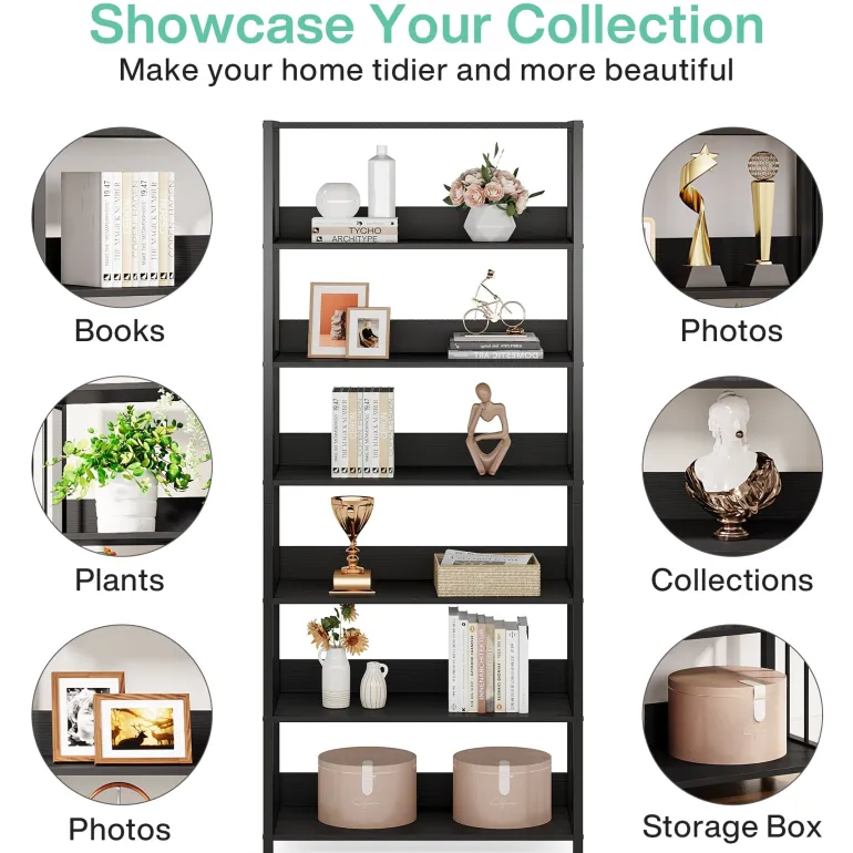 Sale Tribesigns 6 - Tier Bookshelf, Vintage Storage Display Rack With Open Shelves