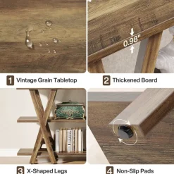 Fashion Tribesigns 3 - Tier Console Table, Farmhouse Hallway Table with Storage Shelves