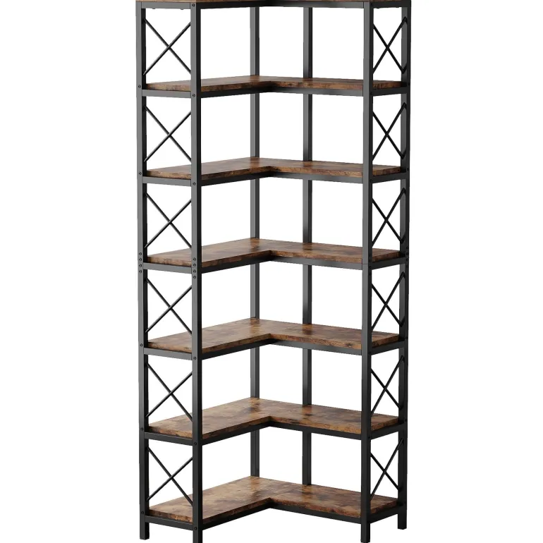 Best Sale Tribesigns 7 - Tier Corner Bookshelf Corner Bookcase Storage Display Rack