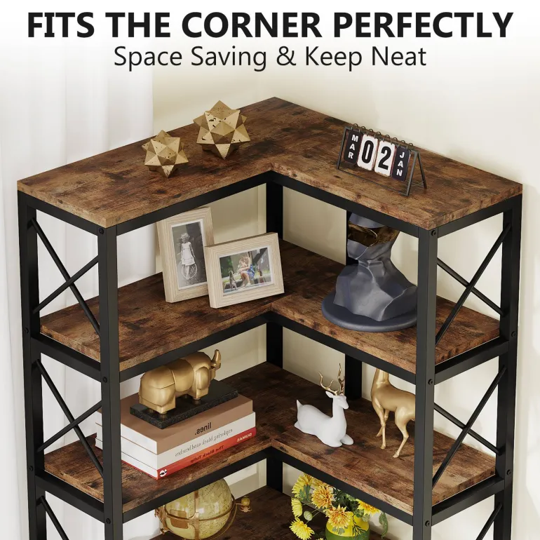 Best Sale Tribesigns 7 - Tier Corner Bookshelf Corner Bookcase Storage Display Rack