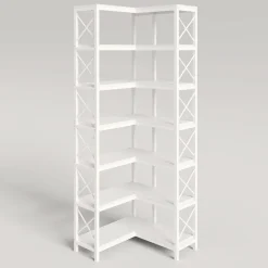 Best Sale Tribesigns 7 - Tier Corner Bookshelf Corner Bookcase Storage Display Rack