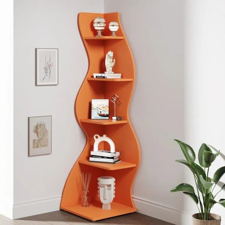 Best Sale Tribesigns 5 - Tier Corner Shelf, Modern Wall Corner Bookshelf Bookcase