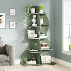 Best Sale Tribesigns 5 - Tier Corner Shelf, Modern Wall Corner Bookshelf Bookcase