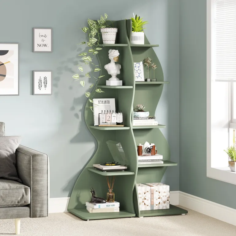 Best Sale Tribesigns 5 - Tier Corner Shelf, Modern Wall Corner Bookshelf Bookcase