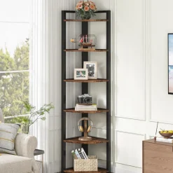 Sale Tribesigns 6 - Tier Corner Shelf, Small Corner Bookshelf Storage Rack