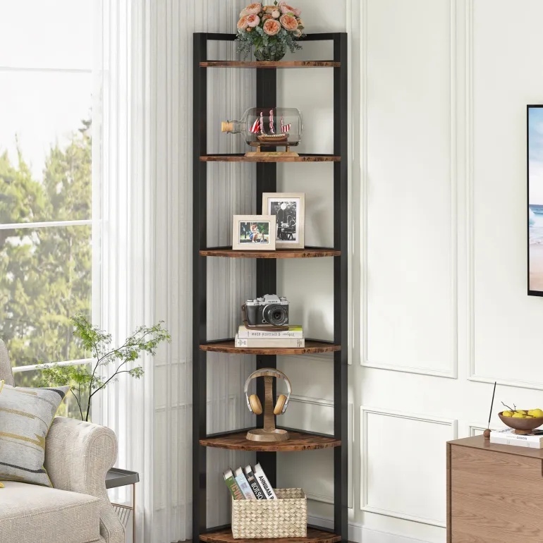 Sale Tribesigns 6 - Tier Corner Shelf, Small Corner Bookshelf Storage Rack